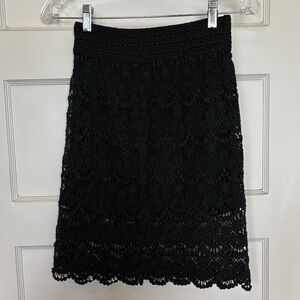Classic Black Crochet Lace Pencil Skirt - Sleek Silhouette